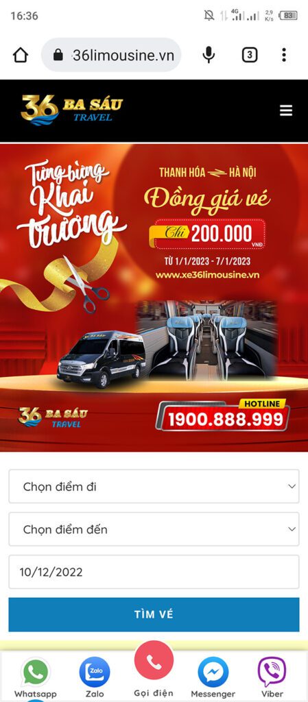 huong dan dat ve xe limousine ha noi thanh hoa tren mobile dien thoai 2